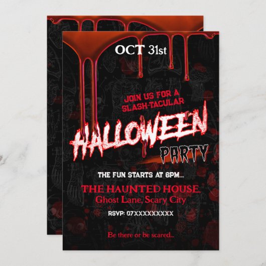 Slasher Halloween uitnodiging (Voorkant / Achterkant)