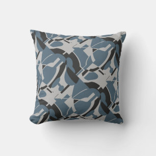 Slate Blauw Grijs Zwart Diagonaal MCM Look Art Pri Kussen