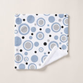 Slate Blauw Zilver Wit Geometrische Print Bad Handdoek (Wasdoekje)