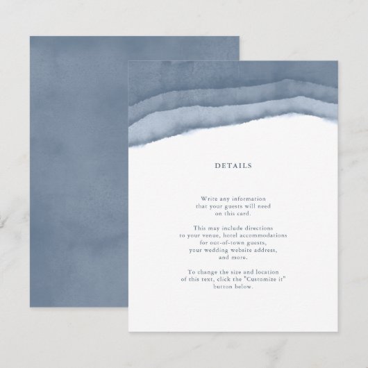 Slate Blauwe Ombre Watercolor Trouwkaart Bijlage (Voorkant / Achterkant)