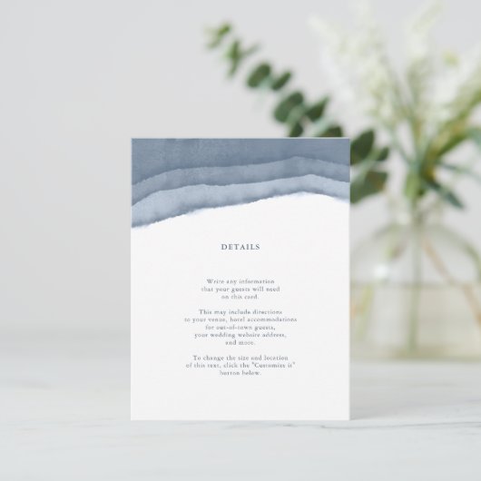 Slate Blauwe Ombre Watercolor Trouwkaart Bijlage (Staand voorkant)