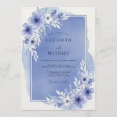 Slate Blue Airy Bloom Wedding Kaart (Voorkant)