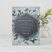 Slate Blue Alluring Winter Wedding Kaart (Staand voorkant)