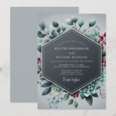 Slate Blue Alluring Winter Wedding Kaart (Voorkant / Achterkant)
