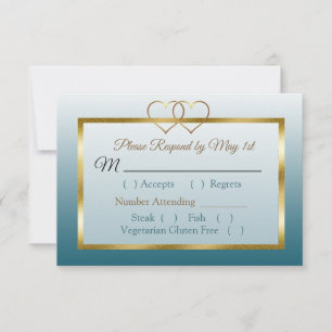 Slate Blue and Gold Gradient Wedding RSVP-kaart RSVP Kaartje