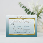 Slate Blue and Gold Gradient Wedding RSVP-kaart RSVP Kaartje (Staand voorkant)
