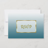 Slate Blue and Gold Gradient Wedding RSVP-kaart RSVP Kaartje (Achterkant)