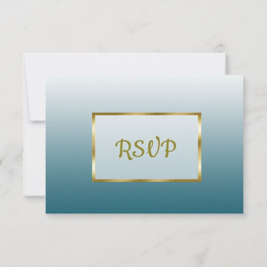 Slate Blue and Gold Gradient Wedding RSVP-kaart RSVP Kaartje (Achterkant)
