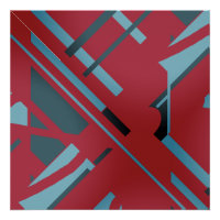 Slate Blue Aqua Zwart op Donkerrood Abstract Desig