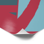 Slate Blue Aqua Zwart op Donkerrood Abstract Desig Perfect Poster (Hoek)