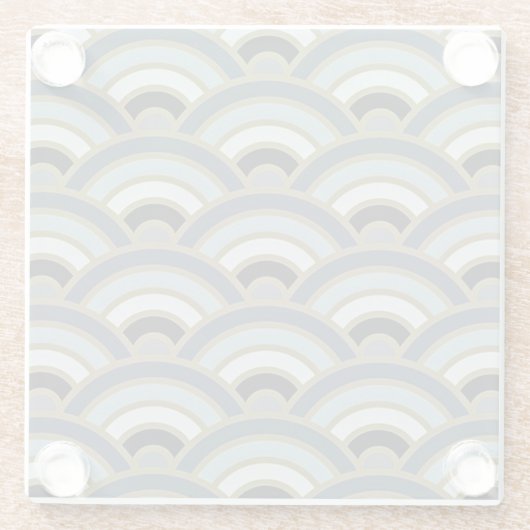 Slate Blue Art Deco Curve Patroon Glazen Onderzetter (Achterkant)