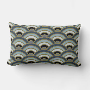 Slate Blue Art Deco Curve Patroon Kussen