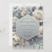 Slate Blue Bloom Ethereal Wedding Kaart (Voorkant)