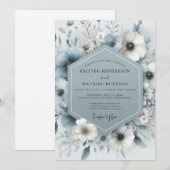 Slate Blue Bloom Frost Wedding Kaart (Voorkant / Achterkant)