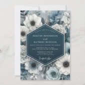 Slate Blue Bloom Nocturne Wedding Kaart (Voorkant)