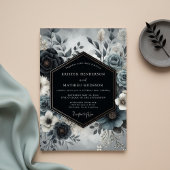 Slate Blue Bloom Wedding Kaart
