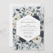 Slate Blue Botanical Ethereal Wedding Kaart (Voorkant)