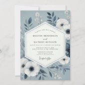 Slate Blue Botanical Romance Wedding Kaart (Voorkant)
