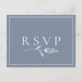 Slate Blue Botanical Wedding RSVP Song Request Uitnodiging Briefkaart (Voorkant)