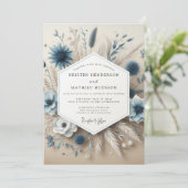 Slate Blue Botanical Whimsical Wedding Kaart (Staand voorkant)