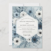 Slate Blue Botanical Whimsy Wedding Kaart (Voorkant)