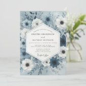 Slate Blue Botanical Whimsy Wedding Kaart (Staand voorkant)