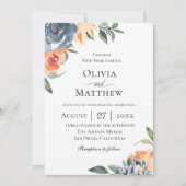 Slate Blue Botanische bruiloft Kaart (Voorkant)