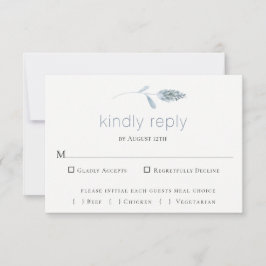 Slate Blue Botanische bruiloft RSVP Kaart