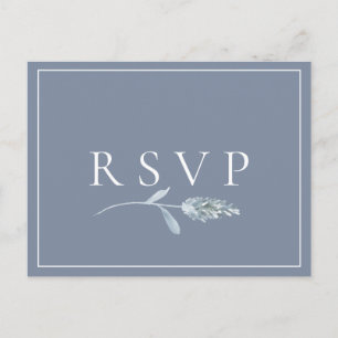 Slate Blue Botanische Trouw-RSVP Liedverzoek Uitnodiging Briefkaart