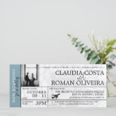 Slate Blue Brazilië Bruiloft Boarding Pass uitnodi (Staand voorkant)