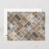 Slate Blue Brown Sari Mosaic Pattern Art Briefkaart (Voorkant / Achterkant)