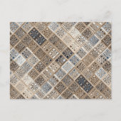 Slate Blue Brown Sari Mosaic Pattern Art Briefkaart (Voorkant)