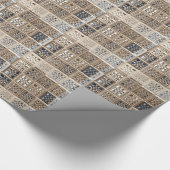 Slate Blue Brown Sari Mosaic Pattern Art Cadeaupapier (Hoek)