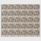 Slate Blue Brown Sari Mosaic Pattern Art Cadeaupapier (Vlak)