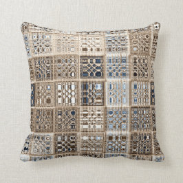 Slate Blue Brown Sari Mosaic Pattern Art Kussen