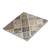 Slate Blue Brown Sari Mosaic Pattern Art Tegeltje (Zijkant)