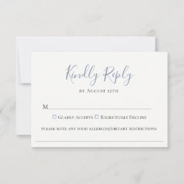 Slate Blue Bruiloft Voedsel Allergie RSVP Kaart