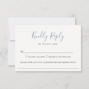 Slate Blue Bruiloft Voedsel Allergie RSVP Kaart