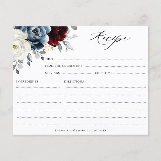 Slate Blue Burgundy Ivory Vrijgezellenfeest Recipe (Voorkant)
