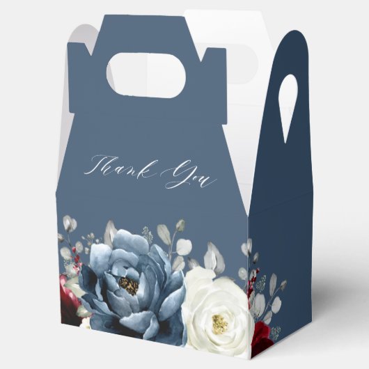Slate Blue Burgundy White Ivory Boho Vrijgezellenf Bedankdoosjes (Geopend)