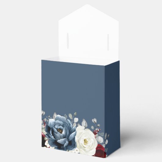 Slate Blue Burgundy White Ivory Boho Vrijgezellenf Bedankdoosjes (Geopend)