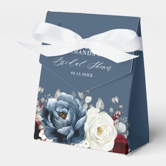 Slate Blue Burgundy White Ivory Boho Vrijgezellenf Bedankdoosjes (Voorkant Zijde)