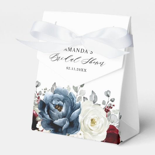 Slate Blue Burgundy White Ivory Boho Vrijgezellenf Bedankdoosjes (Voorkant Zijde)