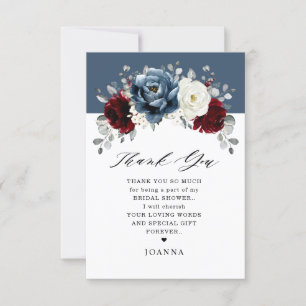 Slate Blue Burgundy White Ivory Boho Vrijgezellenf Bedankkaart