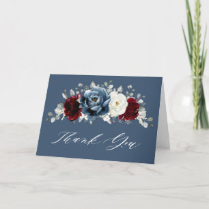 Slate Blue Burgundy White Ivory Boho Vrijgezellenf Bedankkaart
