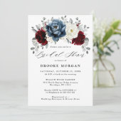 Slate Blue Burgundy White Ivory Boho Vrijgezellenf Kaart (Staand voorkant)