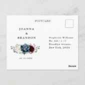 Slate Blue Burgundy White Ivory Boho Wedding RSVP Briefkaart (Achterkant)