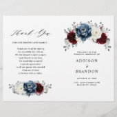 Slate Blue Burgundy White Ivory Floral Programme (Voorkant)