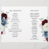 Slate Blue Burgundy White Ivory Floral Programme (Achterkant)