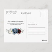 Slate Blue Burgundy White Ivory Floral Wedding Briefkaart (Achterkant)